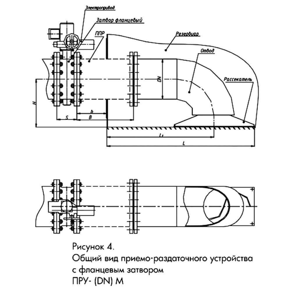 Приемо-раздаточное устройство ПРУ-М (DN 150 -1200) - чертеж